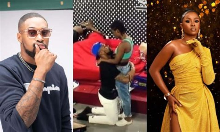 
BBNaija S7: Bella Wails In The Toilet As Sheggz Tries To Console Her 