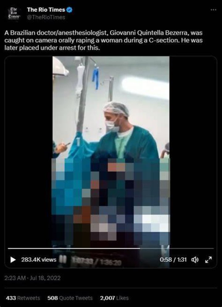 Who Is Giovanni Quintella Bezerra? Anestesista Preso Video And Abuse On Twitter